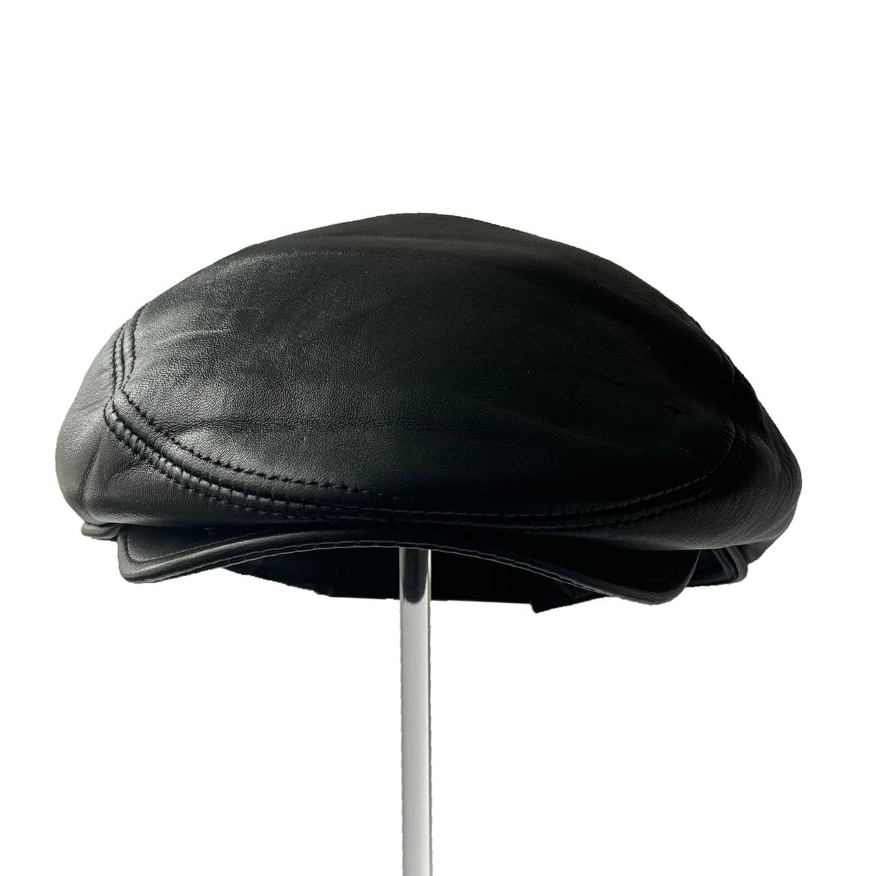 Lukkizara Leather Ivy Cap Men's Newsboy Hat Cabbie Beret Real Leather Flat Ascot Hat