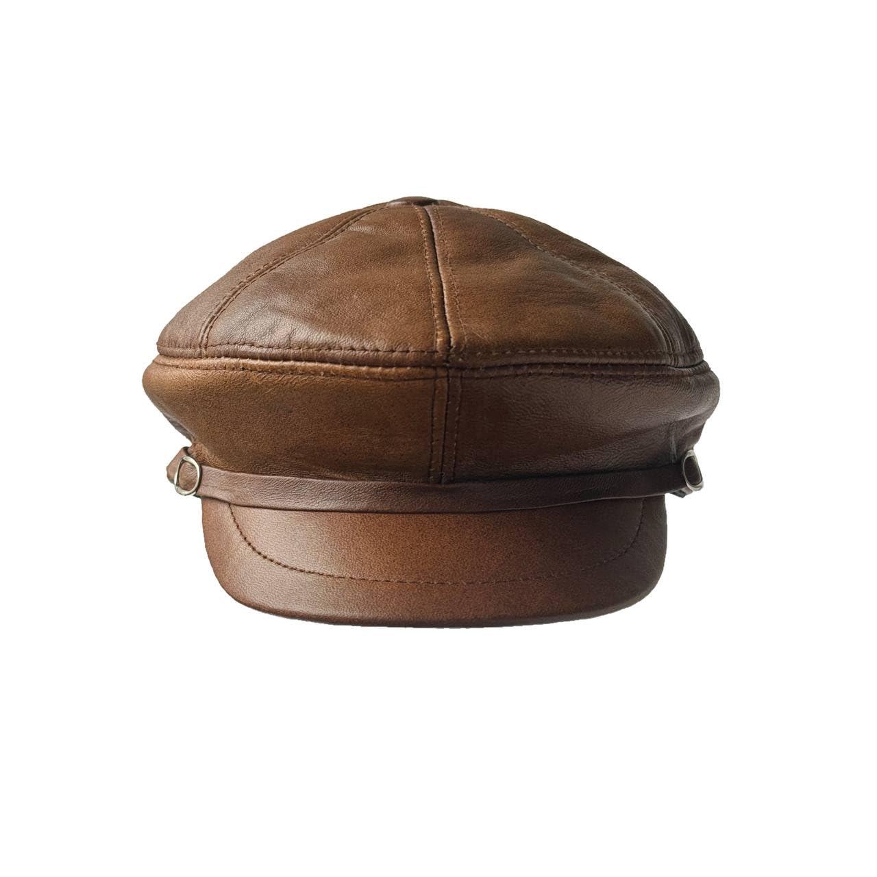 Men's Leather Newsboy Cap Cabbie Beret Real Leather Flat Hat Vintage Style Ascot Hat