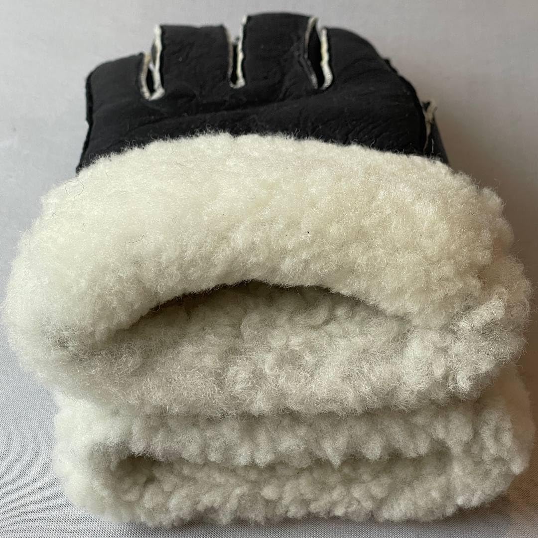 Lukkizara Gloves Leather Shearling Sheepskin Fur Unisex Winter Warm Gloves S-2XL