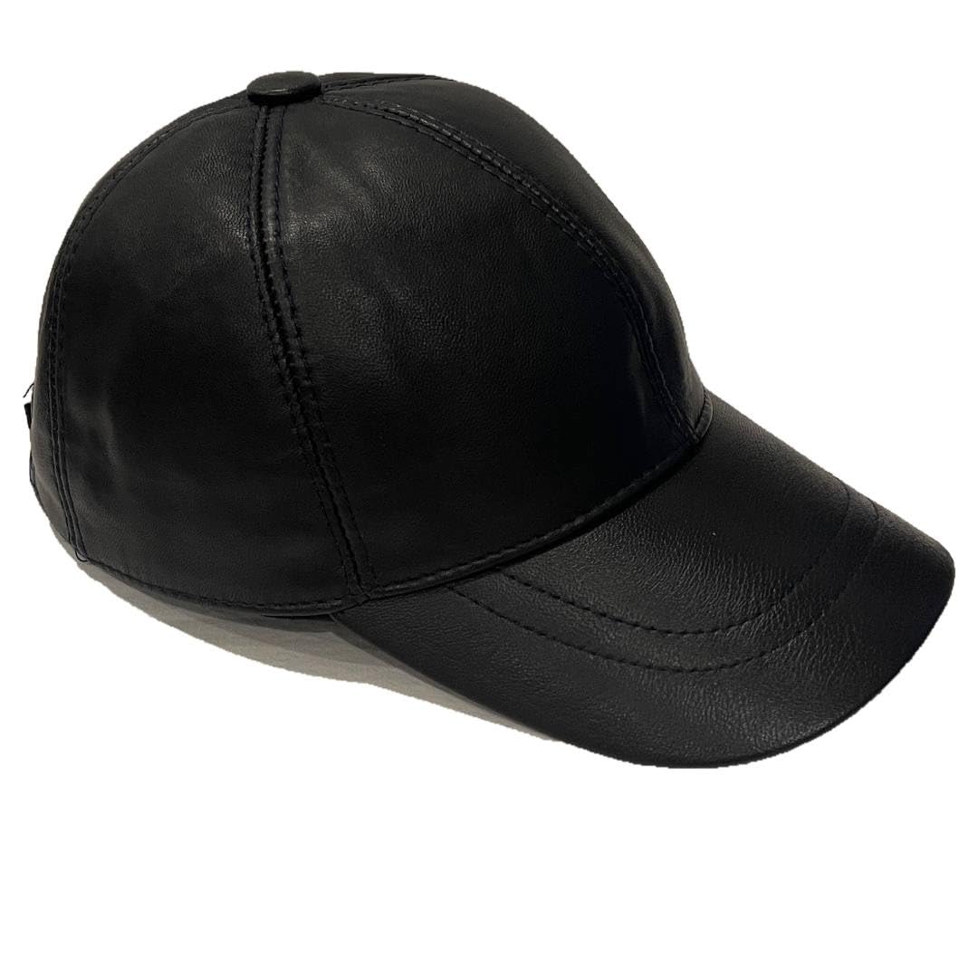 Genuine Real Leather Unisex Baseball Cap - 100% Sheepskin Adjustable 2 Pack