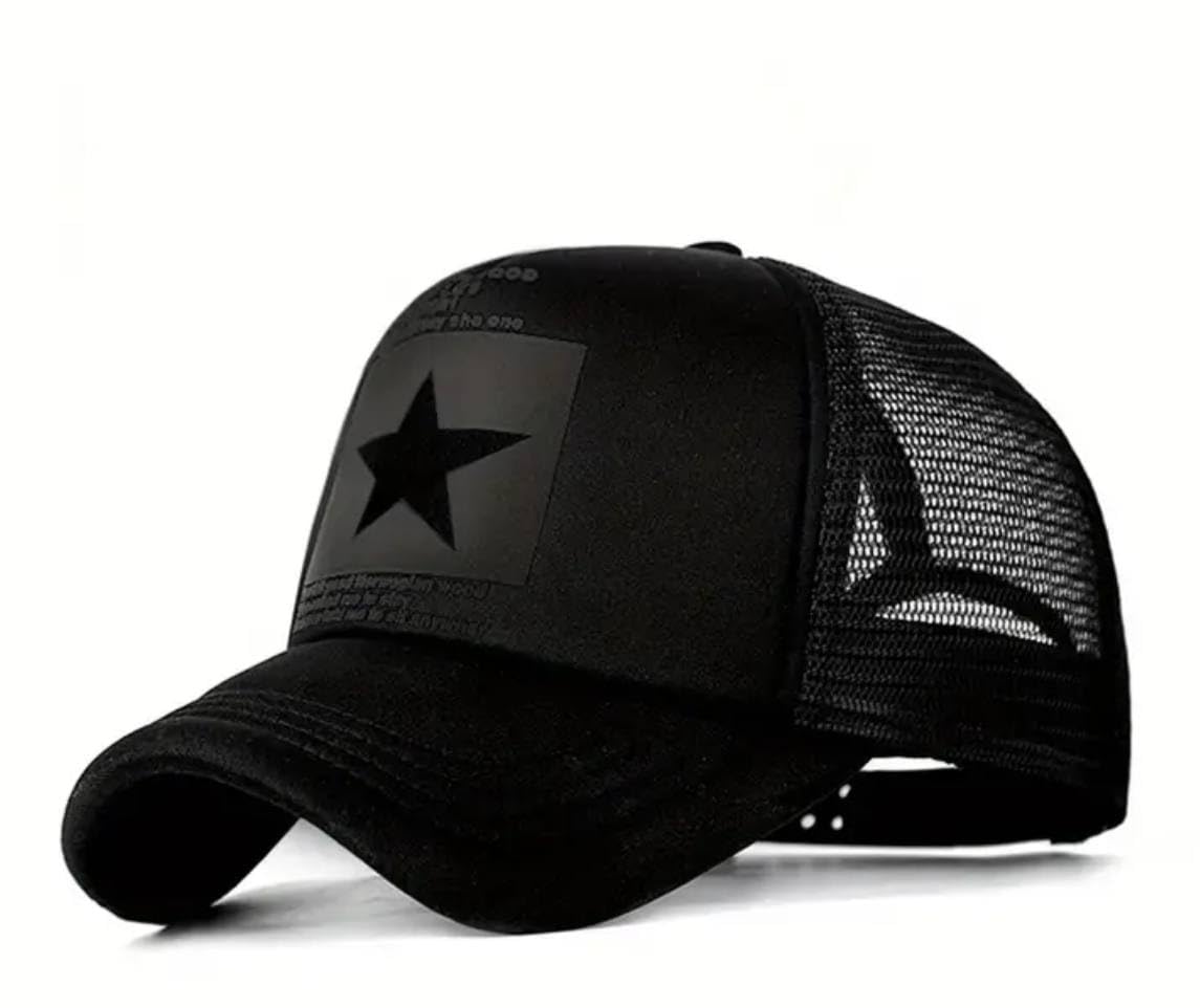 Lukkizara Baseball Cap Hip-Hop Hollow Hat Men's and Women's Five-Pointed Star Mesh Hat Sun Visor Hat
