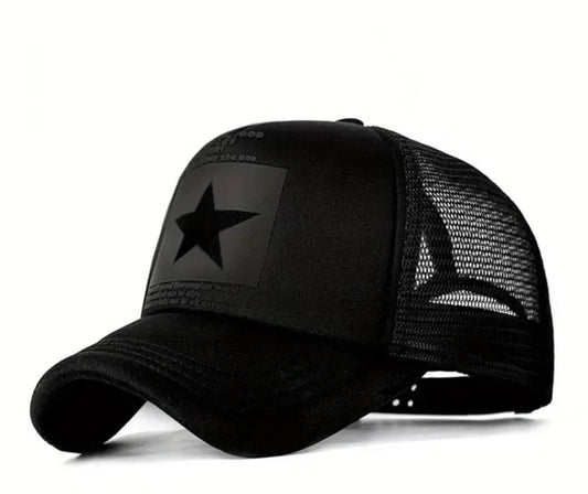 Lukkizara Baseball Cap Hip-Hop Hollow Hat Men's and Women's Five-Pointed Star Mesh Hat Sun Visor Hat
