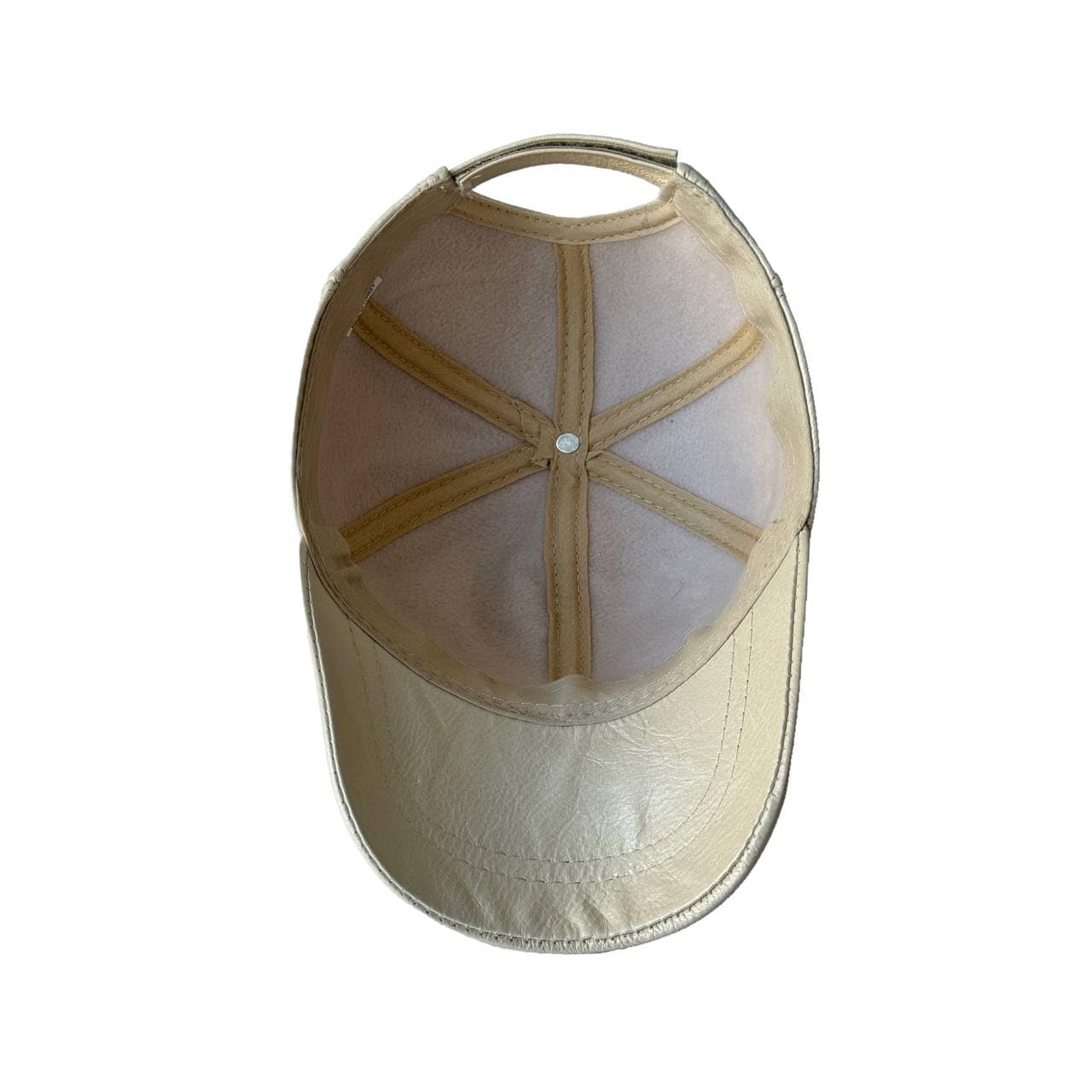 Leather Baseball Cap Genuine Lambskin Leather Hat Sports Visor Adjustable Strap Silver Metallic