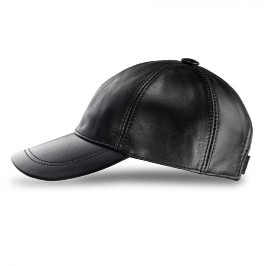Lukkizara Genuine Leather Baseball Cap Adjustable Strap Plain Real Lambskin Leather Hat Sports Visor