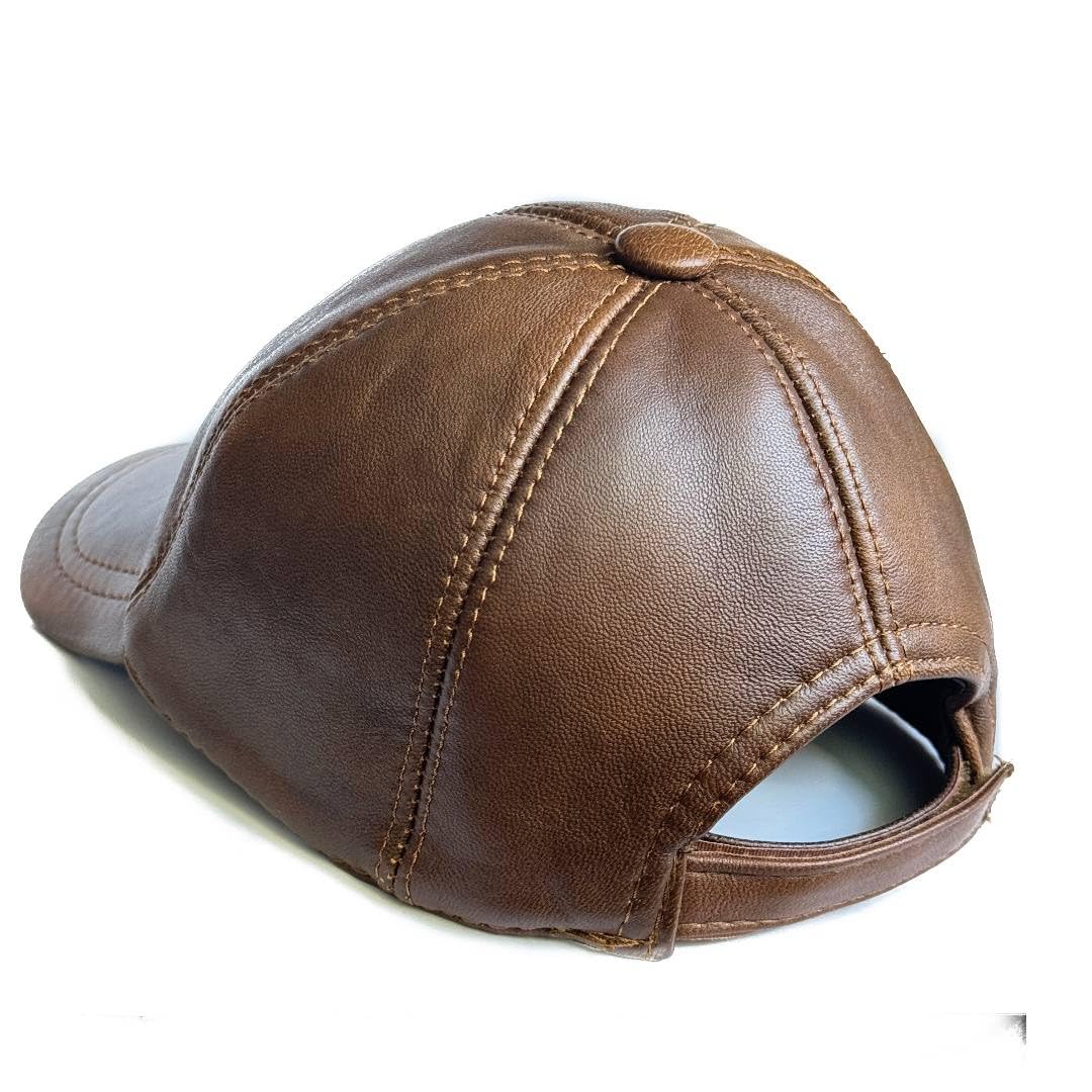 Genuine Leather Baseball Cap 100% Real Lambskin Leather Hat | Ball Cap