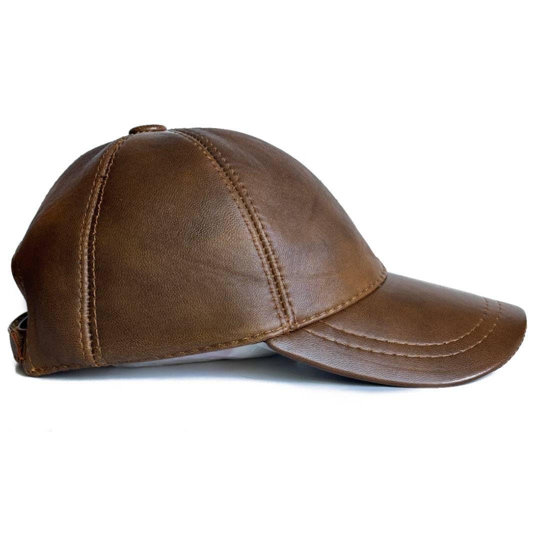 Genuine Leather Baseball Cap 100% Real Lambskin Leather Hat | Ball Cap