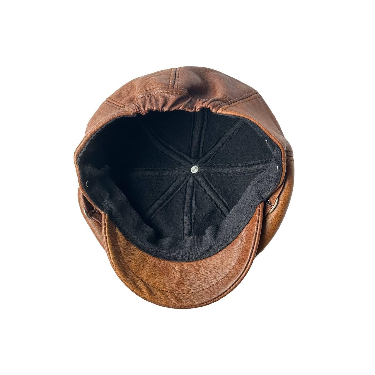 Men's Leather Newsboy Cap Cabbie Beret Real Leather Flat Hat Vintage Style Ascot Hat