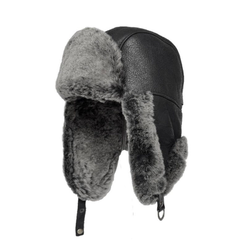 Leather Aviator Russian Ushanka Trapper Shearling Sheepskin Fur Ear Flap Waterproof Winter Hat