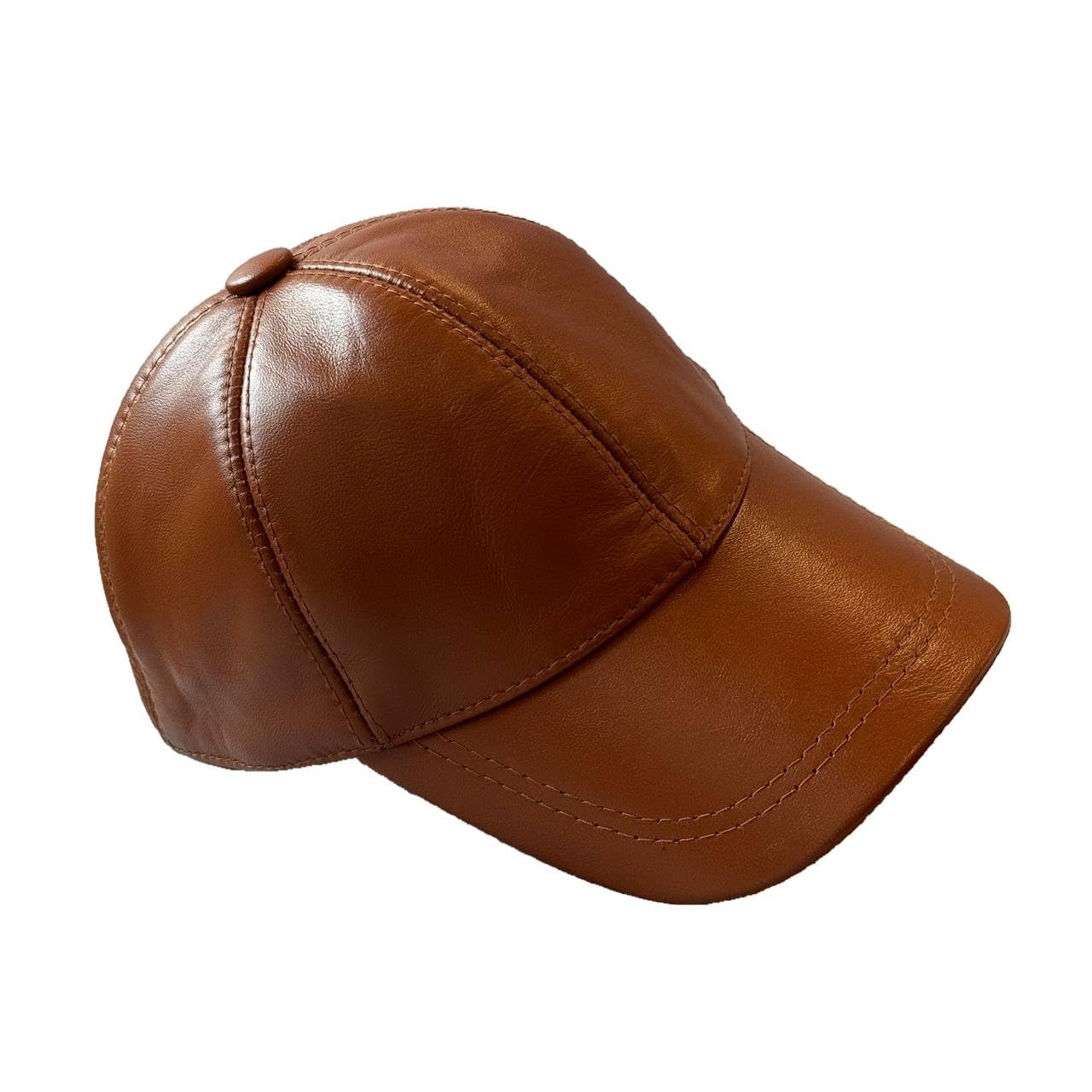 100% Real Genuine Sheepskin Baseball Cap Hat Sports Visor Saddle Tan