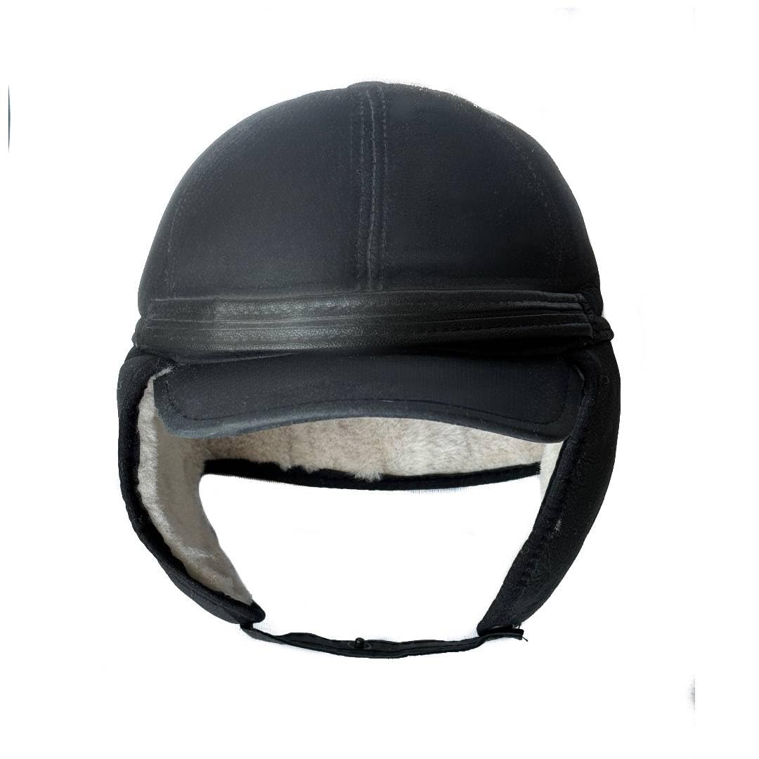 Genuine Sheepskin Shearling Leather Fur Trapper Russian Ushanka for Men Women Visor Cap