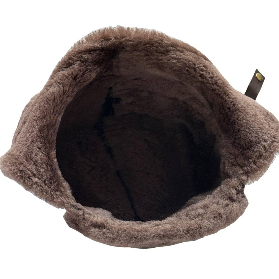 Leather Aviator Russian Ushanka Trapper Shearling Sheepskin Fur Ear Flap Waterproof Winter Hat