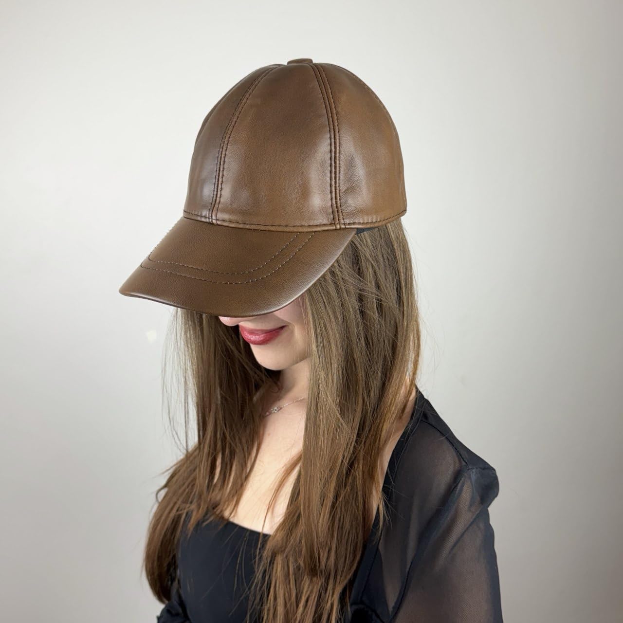 Lukkizara Genuine Leather Unisex Baseball Cap - 100% Lambskin Leather Adjustable Dad Hat