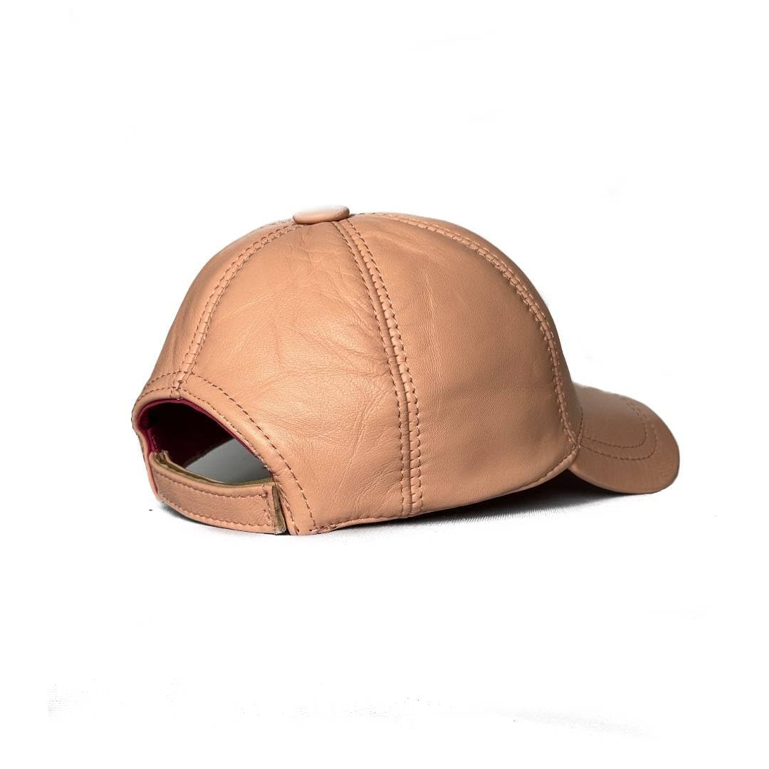 Leather Baseball Cap Genuine Lambskin Leather Hat Sports Visor Adjustable Strap