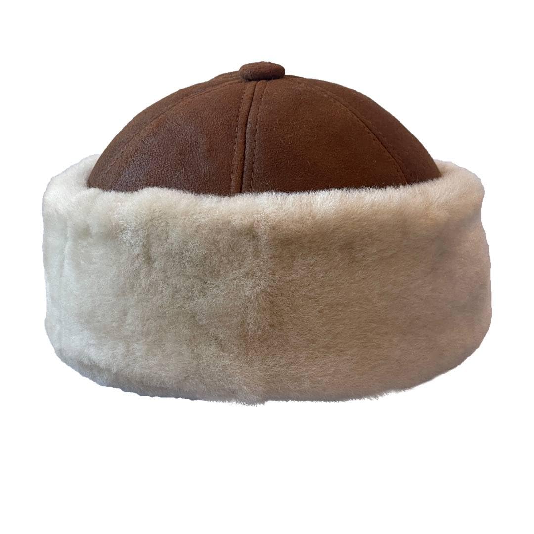 Lukkizara Winter Leather Hat Shearling Sheepskin Fur Beanie Hat