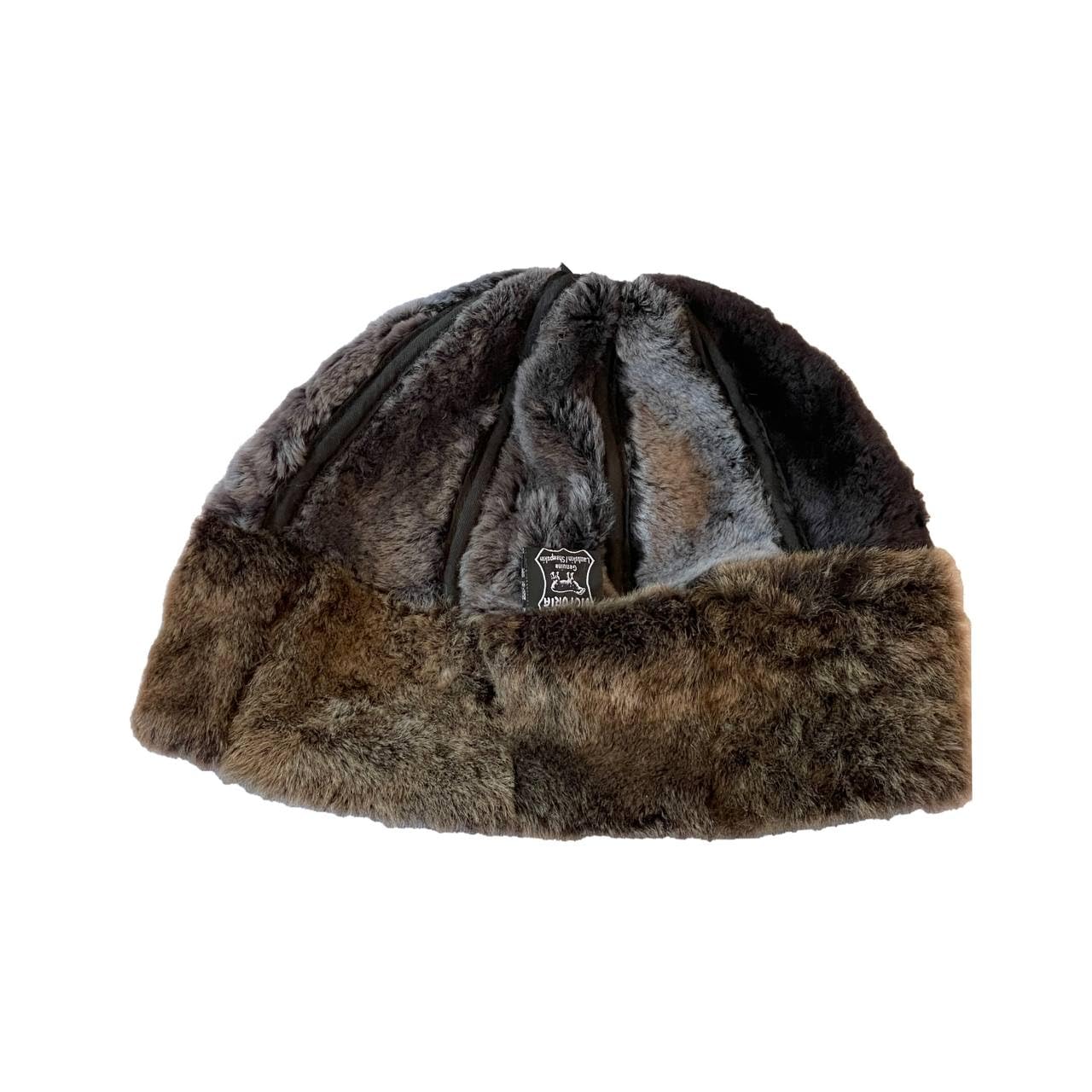 Lukkizara Winter Leather Hat Shearling Sheepskin Fur Beanie Hat