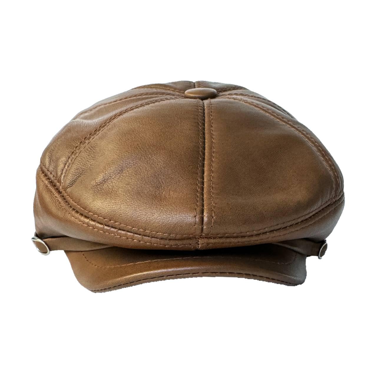 Men's Leather Newsboy Cap Cabbie Beret Real Leather Flat Hat Vintage Style Ascot Hat