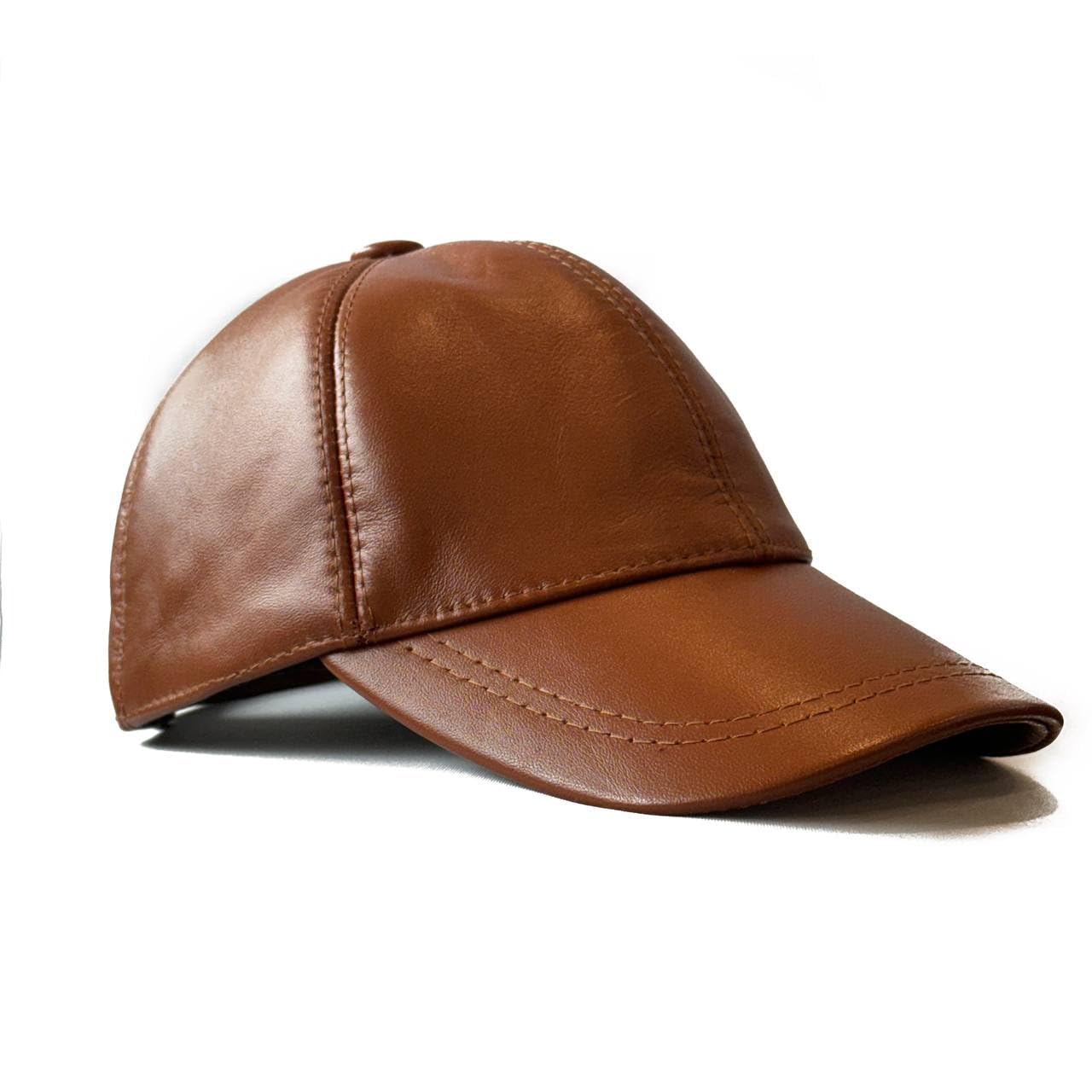 100% Real Genuine Sheepskin Baseball Cap Hat Sports Visor Saddle Tan