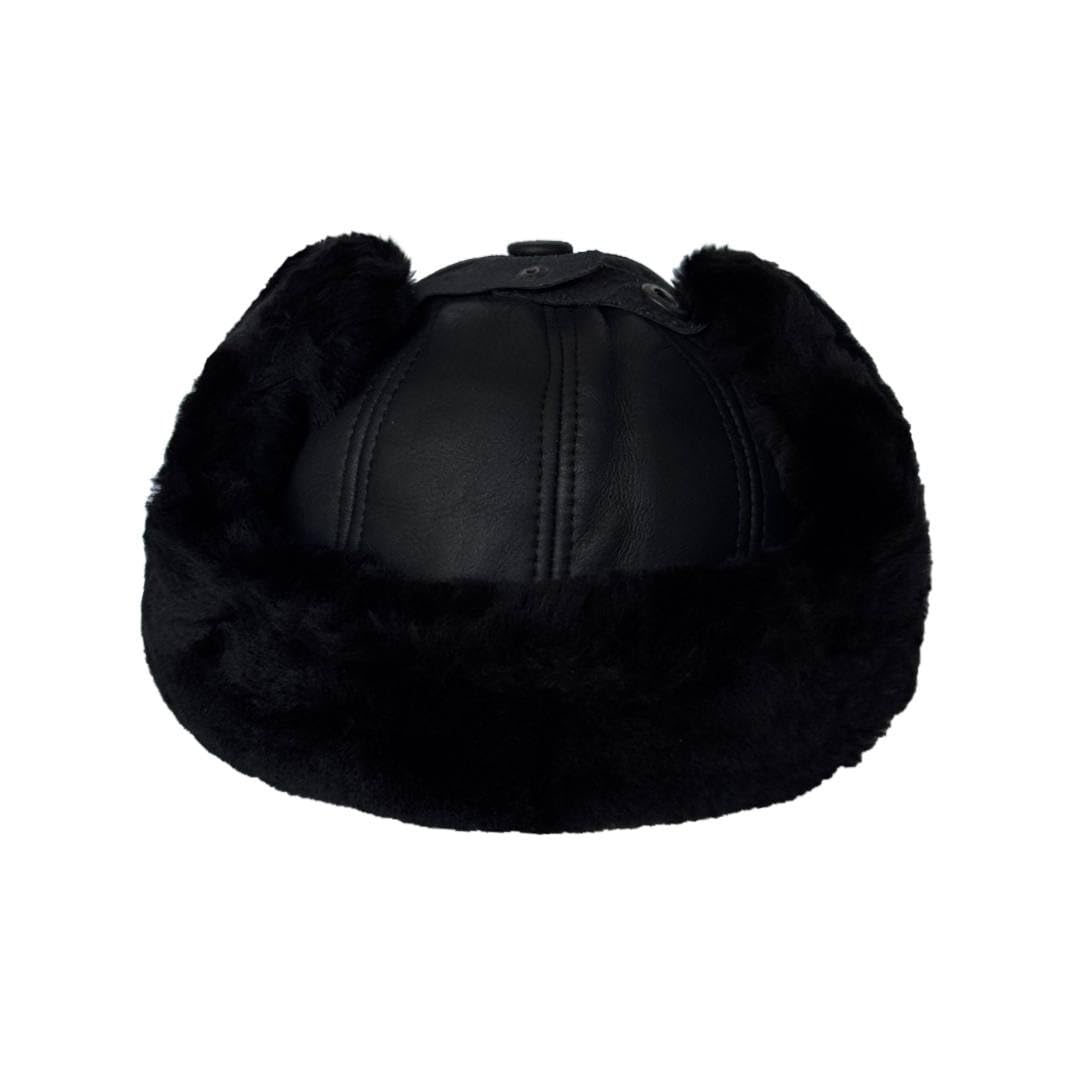 Leather Aviator Russian Ushanka Trapper Shearling Sheepskin Fur Ear Flap Waterproof Winter Hat