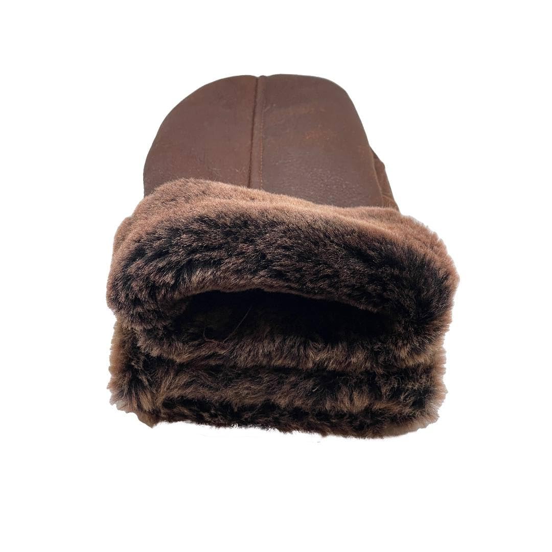 Lukkizara Men's and Women's Premium Shearling Sheepskin Leather Fur Mittens