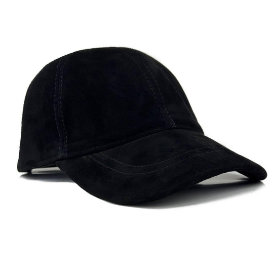 Lukkizara Suede Leather Lambskin Outdoor Unisex Baseball Sport Cap Black