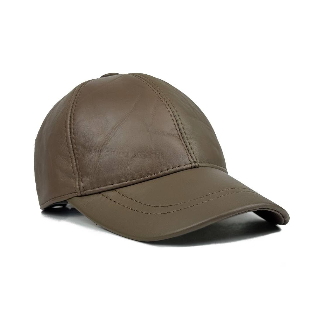Premium Real Leather Baseball Cap – Adjustable Vintage Hat for Men & Women – Classic 6-Panel Design, Soft Genuine Leather