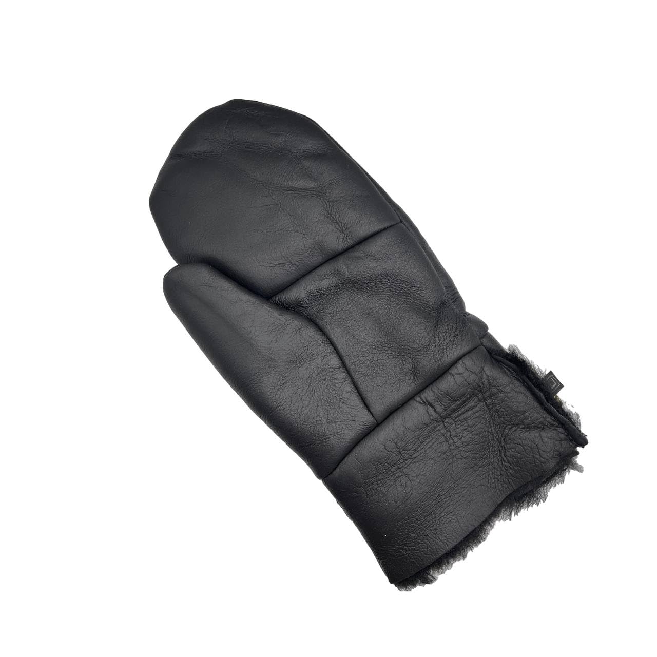 Lukkizara Men's and Women's Premium Shearling Sheepskin Leather Fur Mittens Black