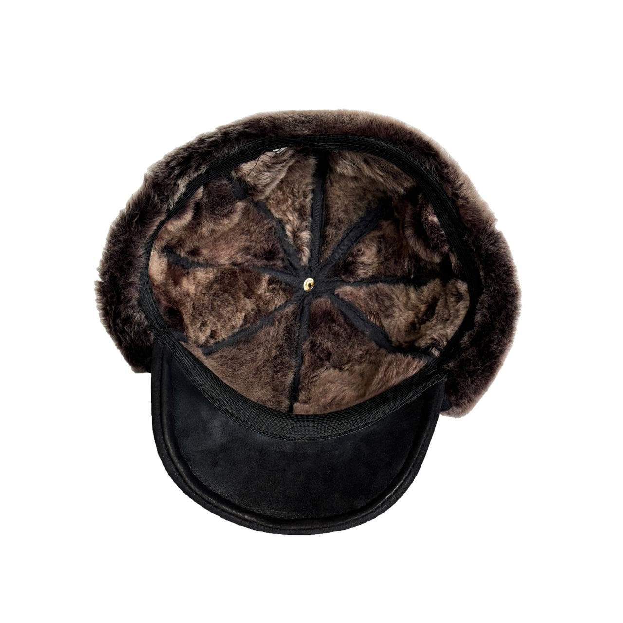 Genuine Sheepskin Shearling Leather Fur Trapper Russian Ushanka for Men Women Visor Cap