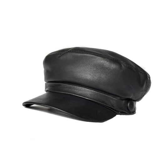 Lukkizara Women's Real Leather Newsboy Cap Yacht Captain Sailor Hat