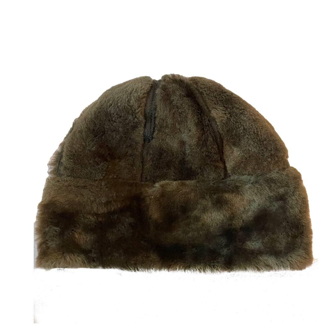 Lukkizara Winter Leather Hat Shearling Sheepskin Fur Beanie Hat