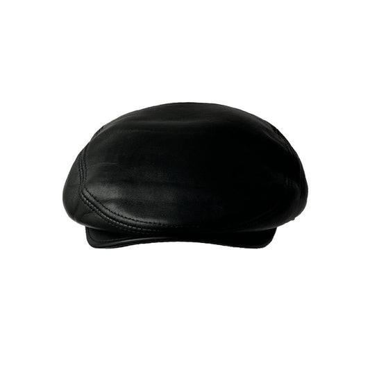 Lukkizara Leather Ivy Cap Men's Newsboy Hat Cabbie Beret Real Leather Flat Ascot Hat