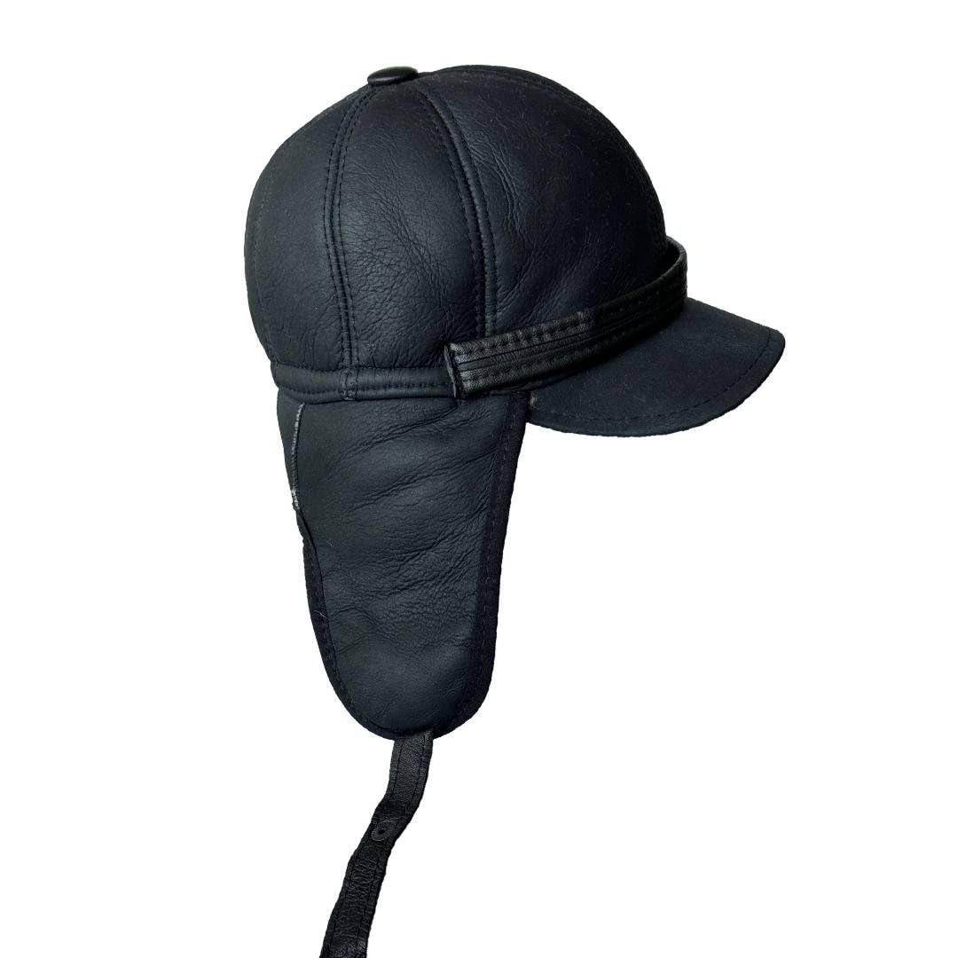 Genuine Sheepskin Shearling Leather Fur Trapper Russian Ushanka for Men Women Visor Cap
