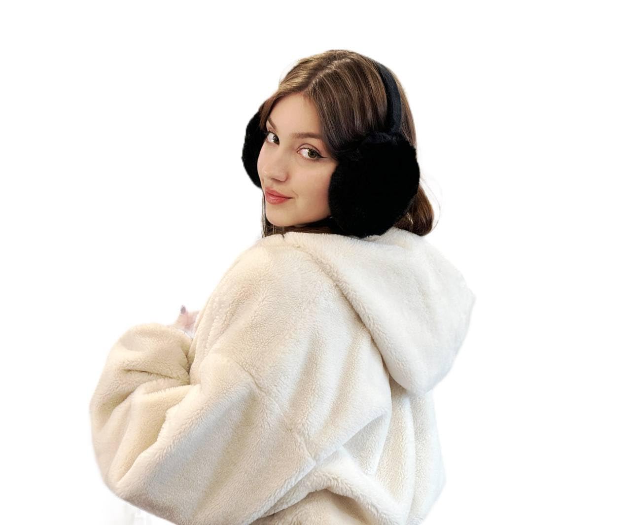 Lukkizara Ear Muffs for Women, Foldable Winter Faux Furry Earmuffs, Adjustable Soft Ear Warmer Covers