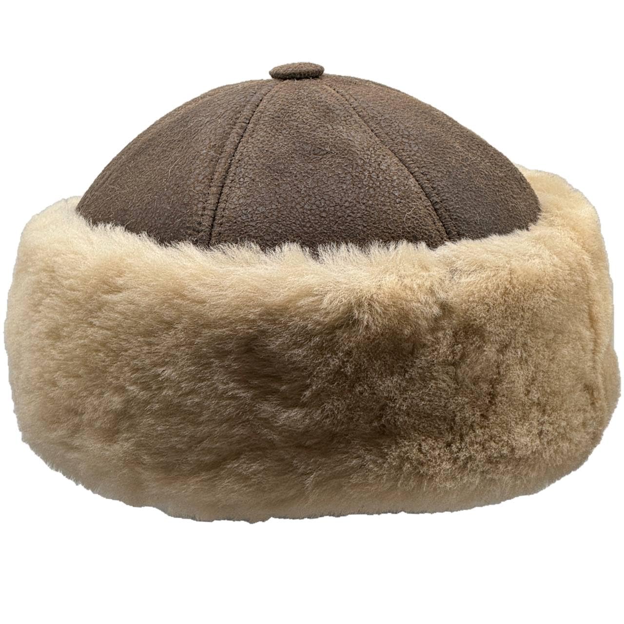 Lukkizara Winter Leather Hat Shearling Sheepskin Fur Beanie Hat