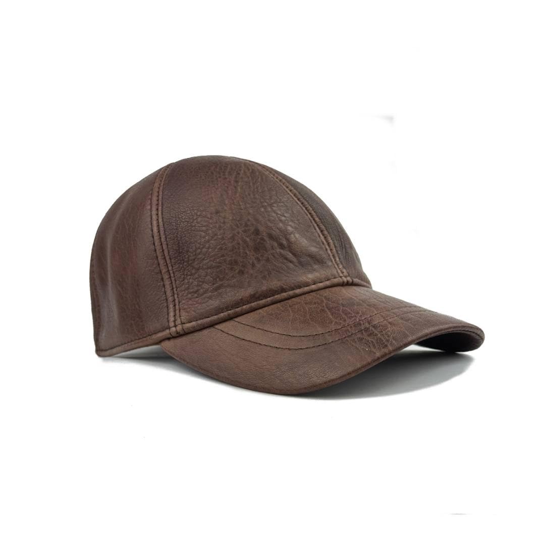 Premium Real Leather Baseball Cap – Adjustable Vintage Hat for Men & Women – Classic 6-Panel Design, Soft Genuine Leather