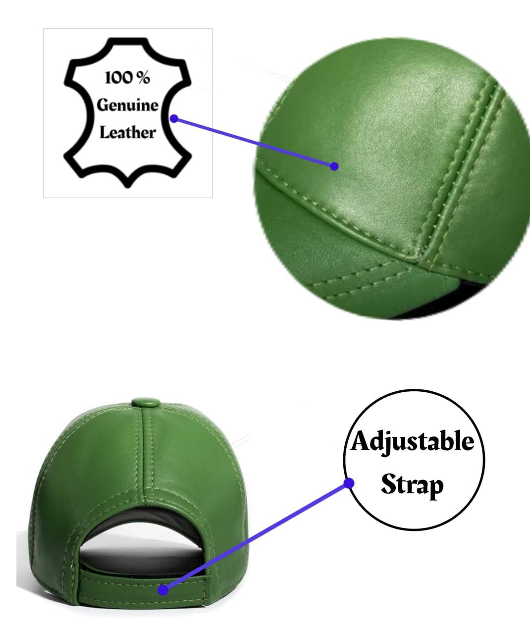 Lukkizara Leather Cap for Men Women Real Sheepskin Adjustble Hat Classic Referee Snapcack