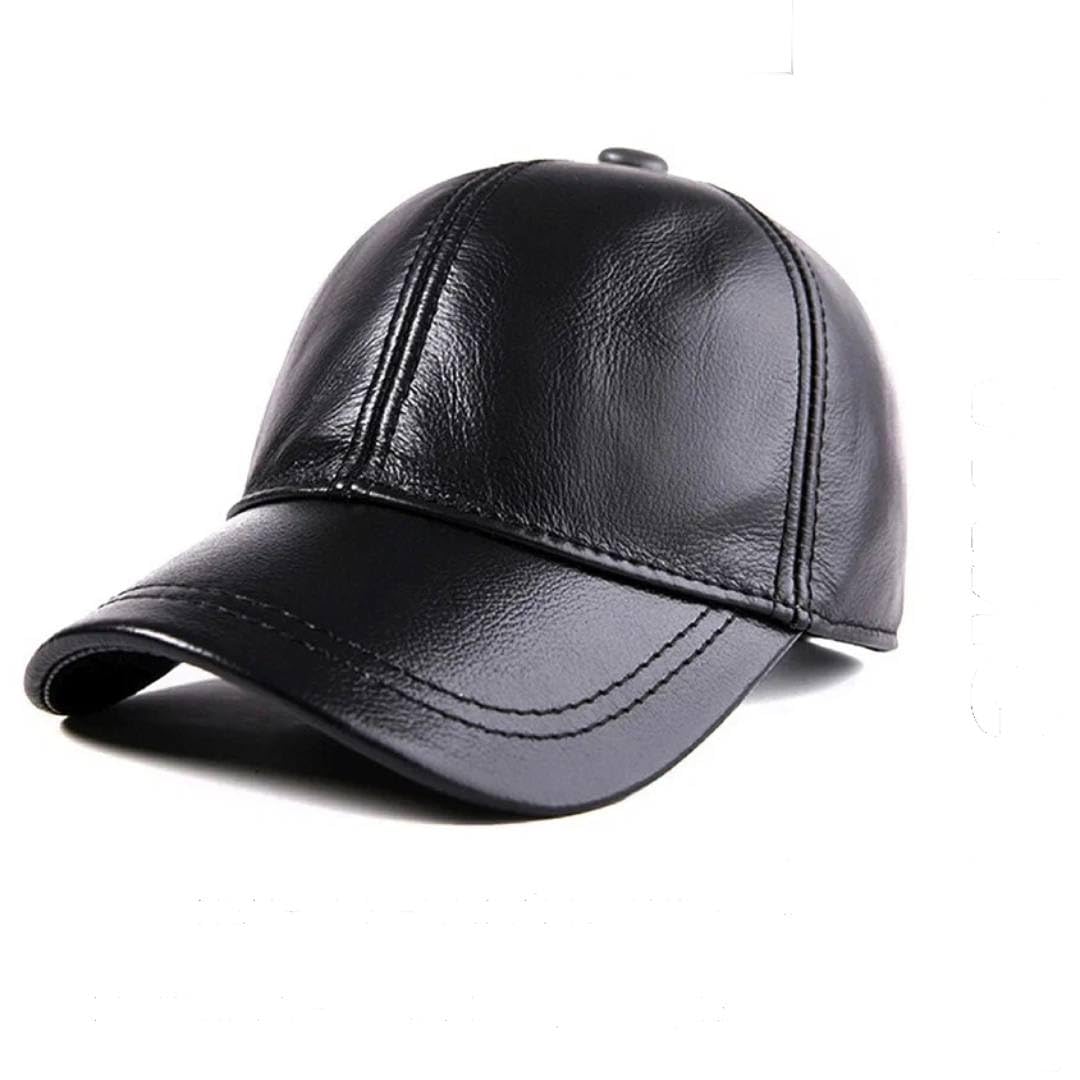 Leather Baseball Cap Soft Lambskin Hat Classic Adjustable Referee Snapback Dad Hat