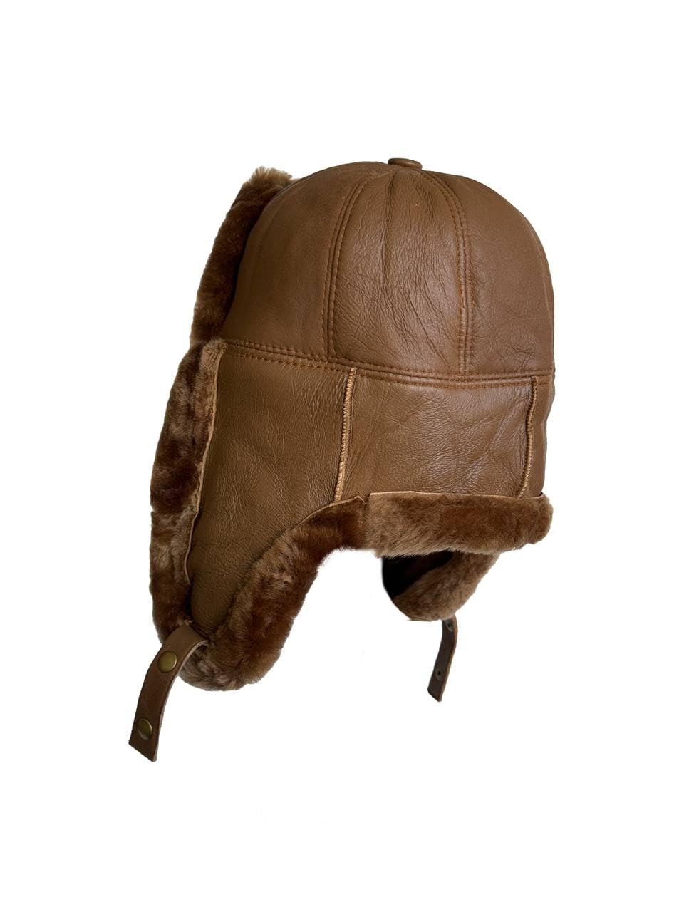 Leather Aviator Russian Ushanka Trapper Shearling Sheepskin Fur Ear Flap Waterproof Winter Hat