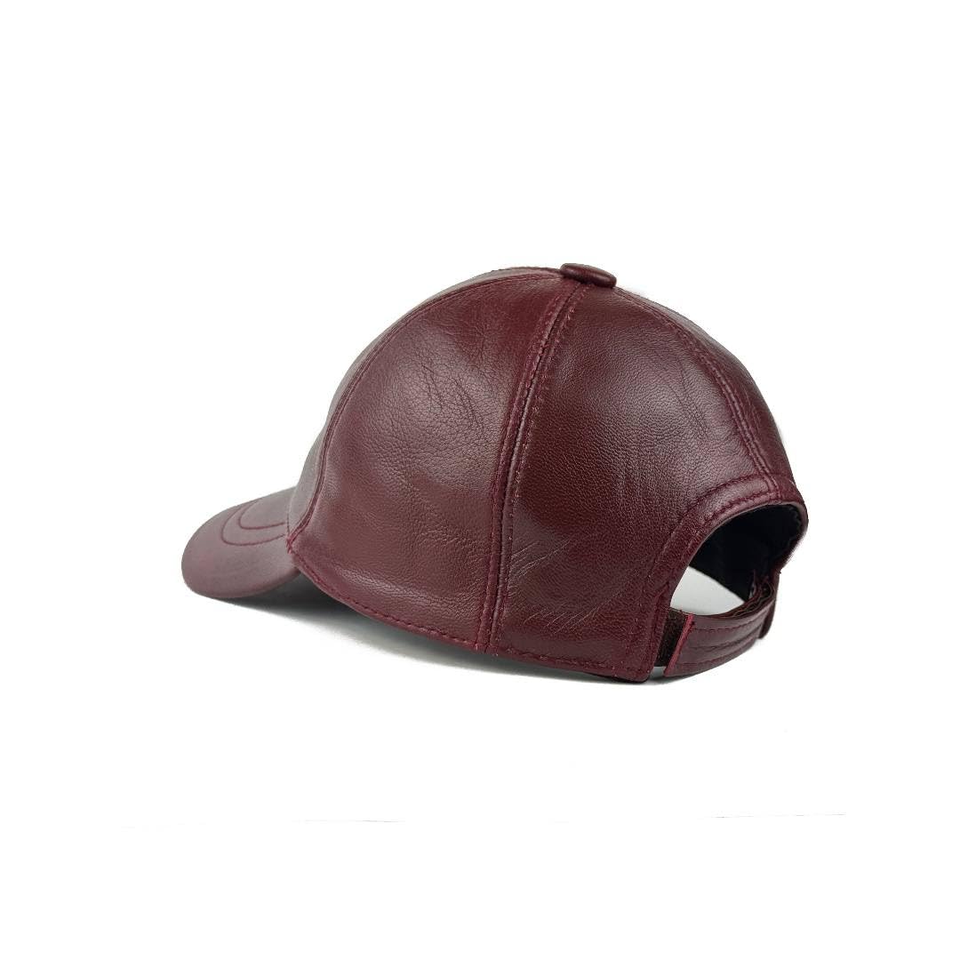 Premium Real Leather Baseball Cap – Adjustable Vintage Hat for Men & Women – Classic 6-Panel Design, Soft Genuine Leather
