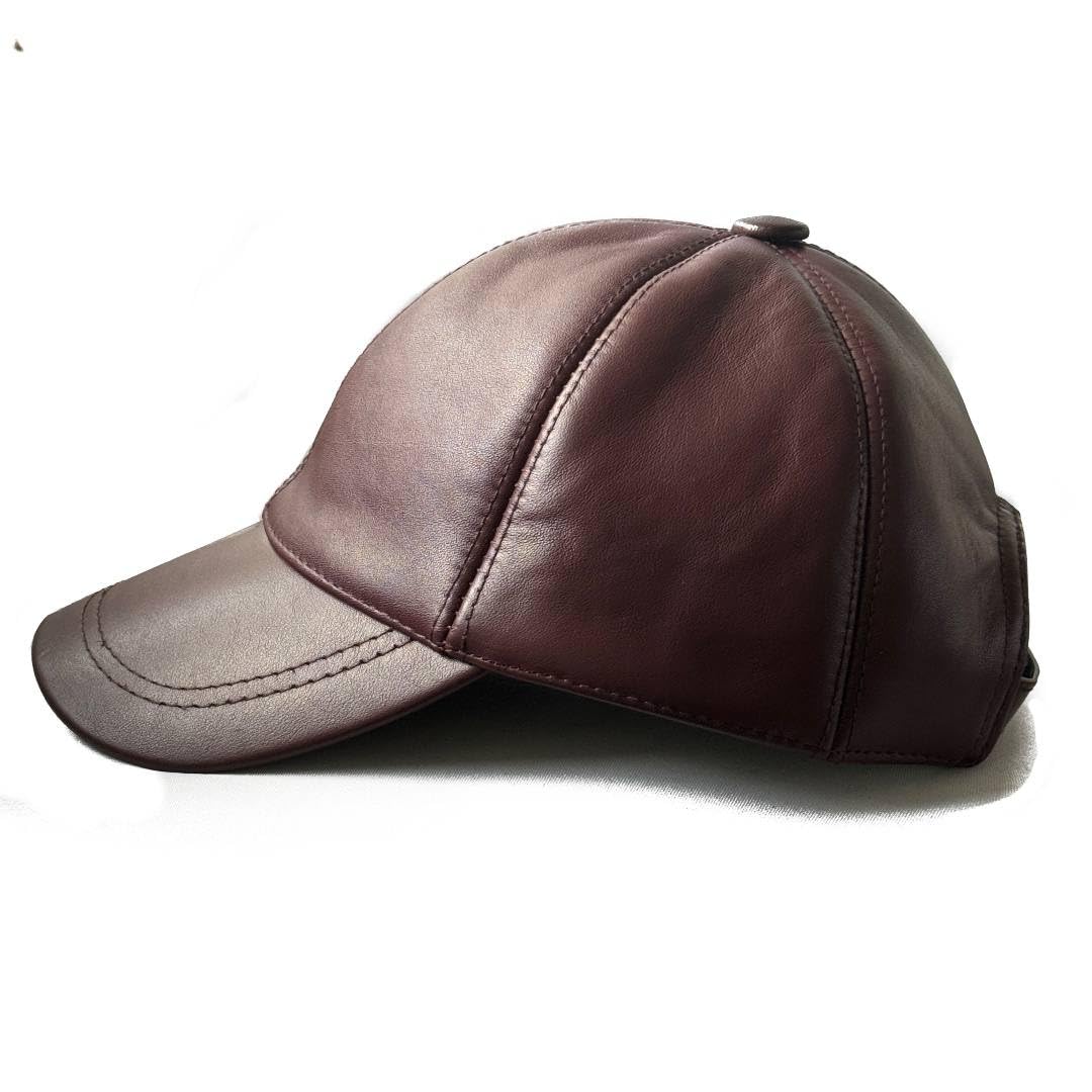 Genuine Leather Baseball Cap 100% Real Lambskin Leather Hat | Ball Cap