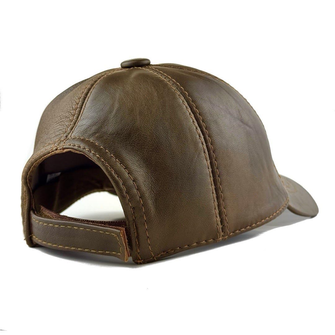 Lukkizara Genuine Leather Unisex Baseball Cap - 100% Lambskin Leather Adjustable Dad Hat