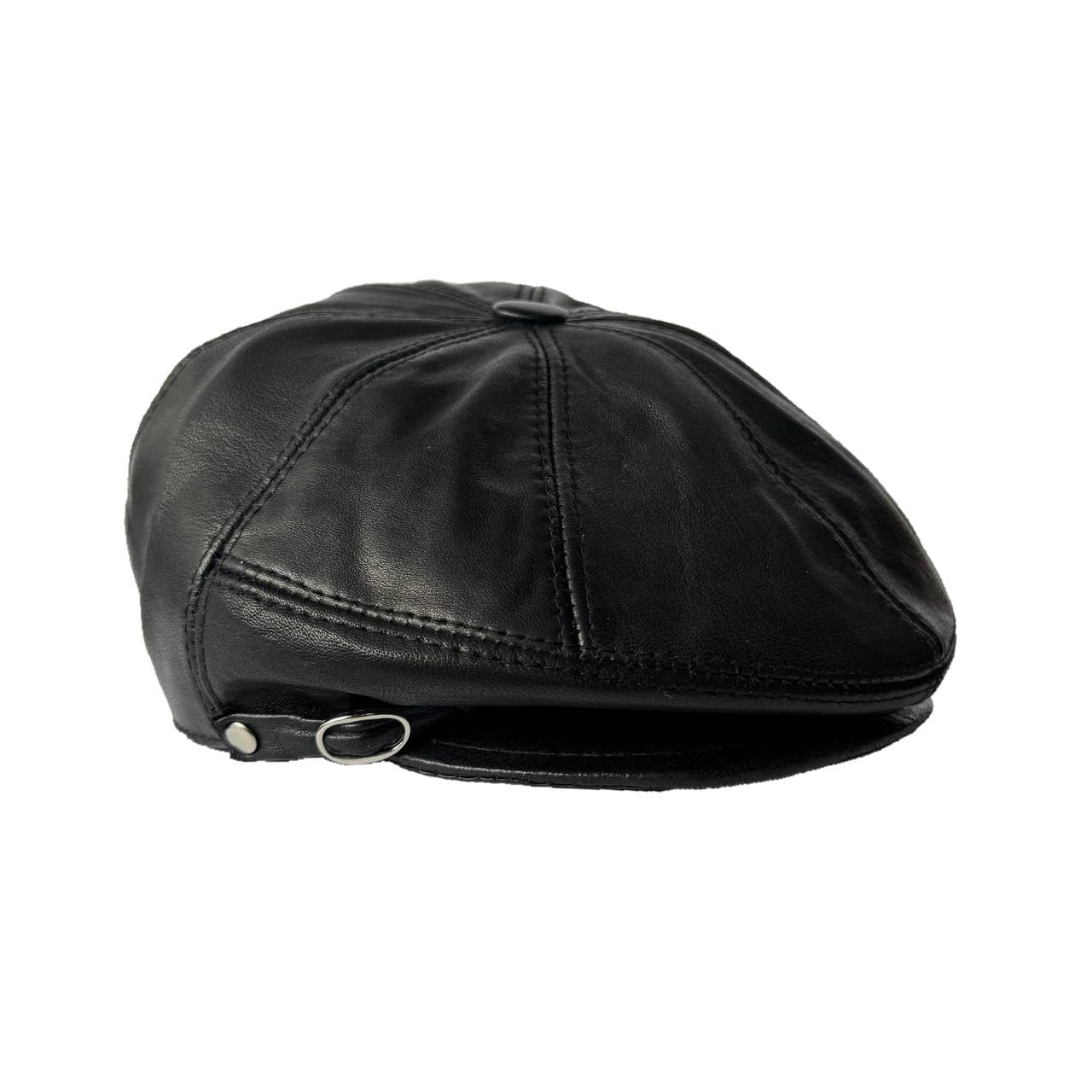 Men's Leather Newsboy Cap Cabbie Beret Real Leather Flat Hat Vintage Style Ascot Hat