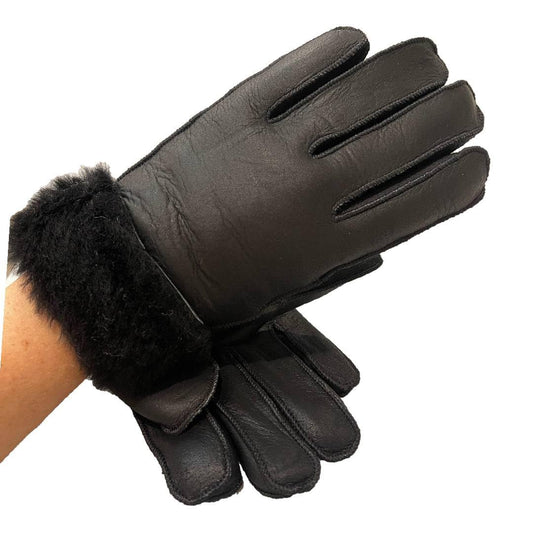 Gloves Leather Shearling Sheepskin Fur Winter Warm Gloves S-2XL