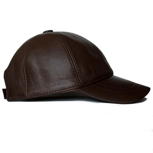Leather Baseball Cap Genuine Lambskin Leather Hat Sports Visor Adjustable Strap
