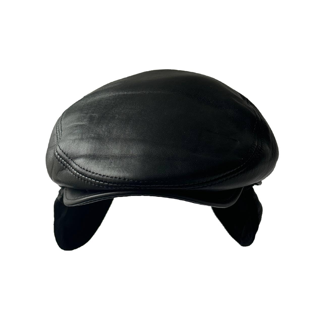 Lukkizara Leather Ivy Cap Men's Newsboy Hat Cabbie Beret Real Leather Flat Ascot Hat