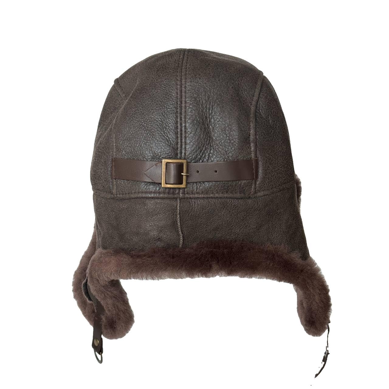Leather Aviator Russian Ushanka Trapper Shearling Sheepskin Fur Ear Flap Waterproof Winter Hat