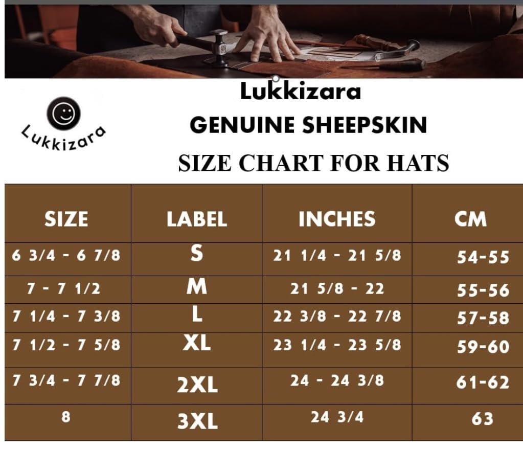 Premium Leather Unisex Shearling Sheepskin Fur Winter Beanie - Warm Wool Skull Hat for Men & Women