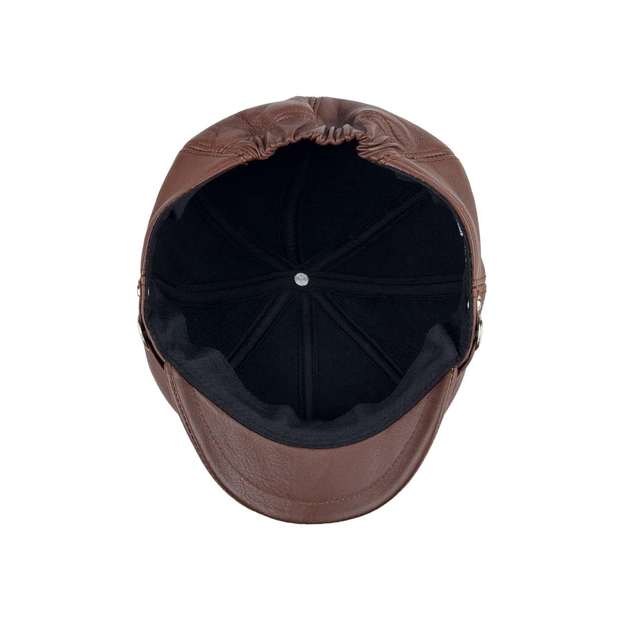 Men's Leather Newsboy Cap Cabbie Beret Real Leather Flat Hat Vintage Style Ascot Hat