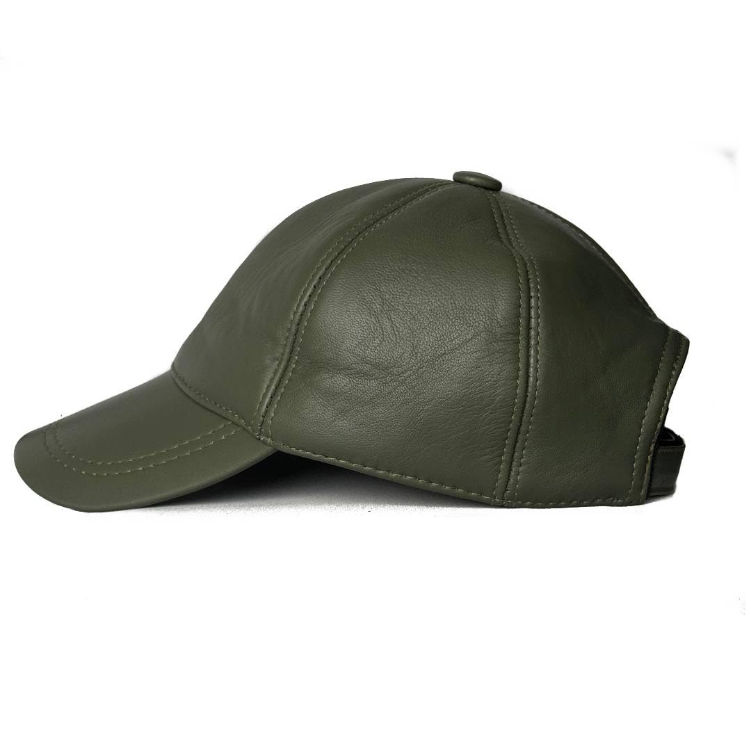 Lukkizara Leather Baseball Cap Genuine Lambskin Leather Hat Sports Visor Adjustable Strap