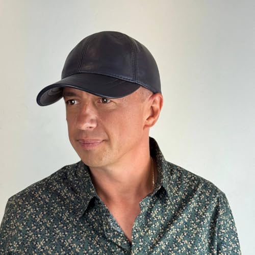 Premium Real Leather Baseball Cap – Adjustable Vintage Hat for Men & Women – Classic 6-Panel Design, Soft Genuine Leather