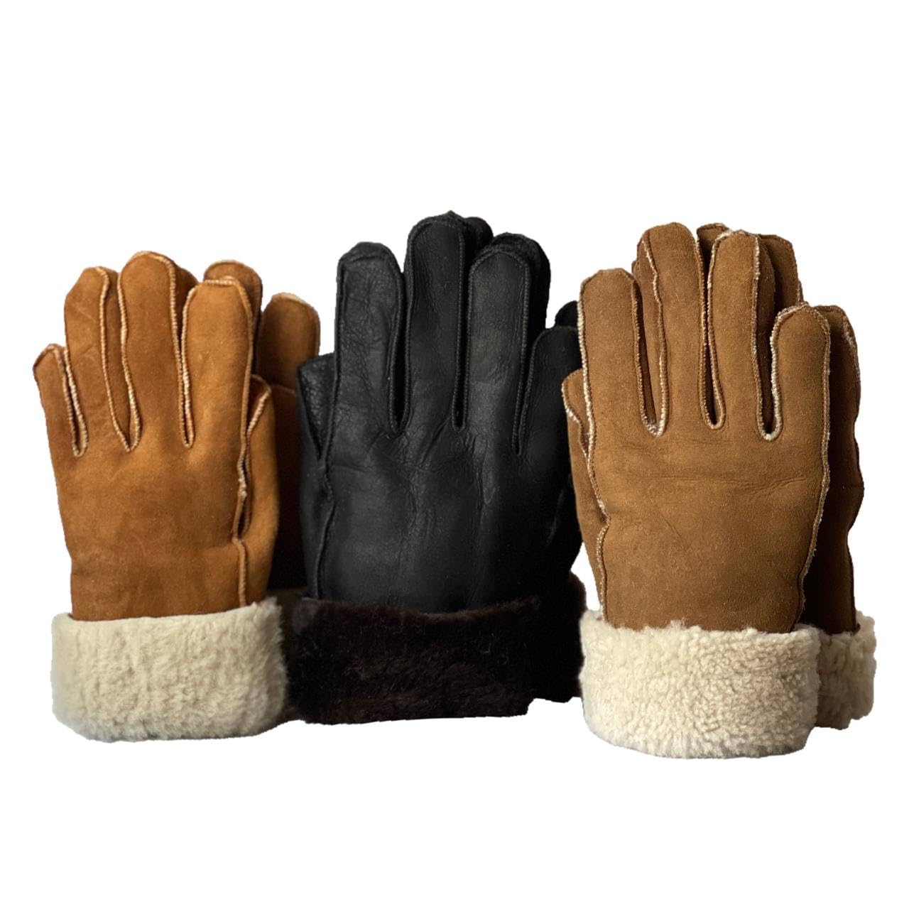 Lukkizara Leather Gloves for Mens Women Shearling Sheepskin Fu Winter Warm Gloves S-2XL